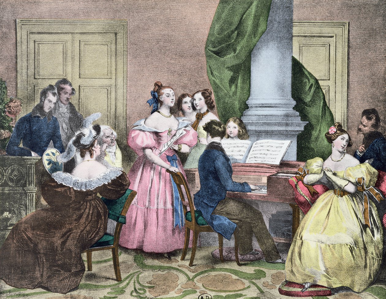 Perhekonsertti, n. 1840 tekijältä Achille Devéria
