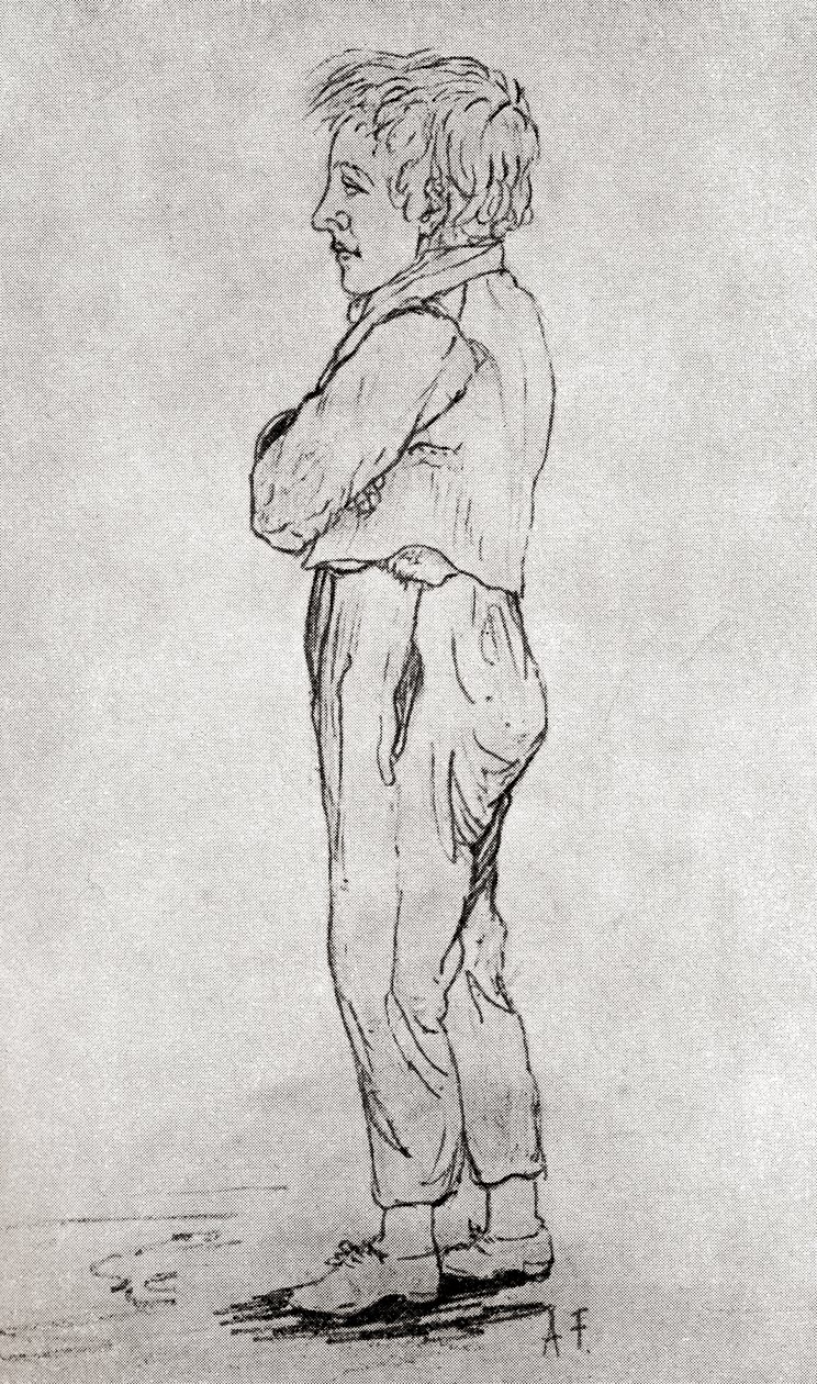 Luonnos Gustave Flaubertista lapsena, teoksesta Gustave Flaubert, julkaistu 1935. tekijältä Achille Flaubert