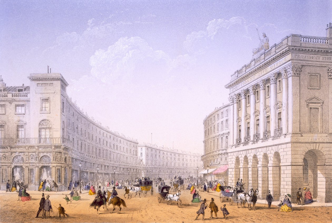 The Quadrant and Regent Street, Lontoo, 1862 tekijältä Achille Louis Martinet
