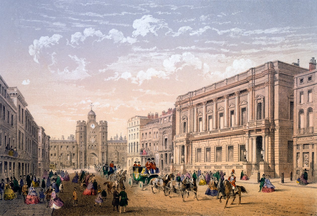 St James Palace and Conservative Club, printti Ch. Riviere, 1862 tekijältä Achille Louis Martinet