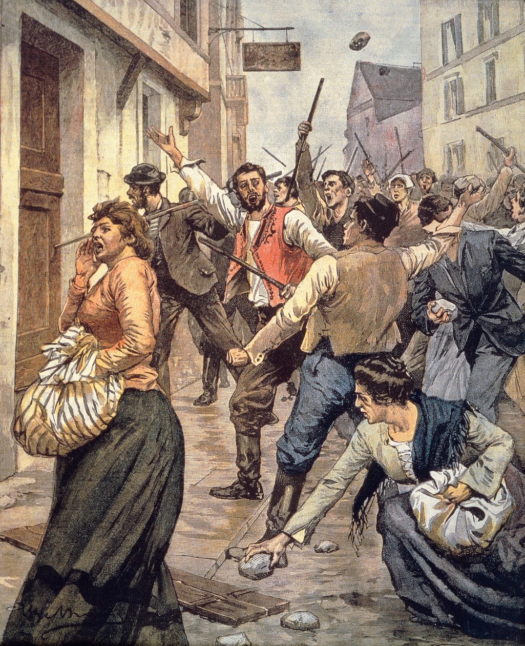 Antisemitistiset mellakat Moraviassa, Achille Beltrame (1871-1945), La Domenica del Corrieresta, 12. marraskuuta tekijältä Achille Beltrame