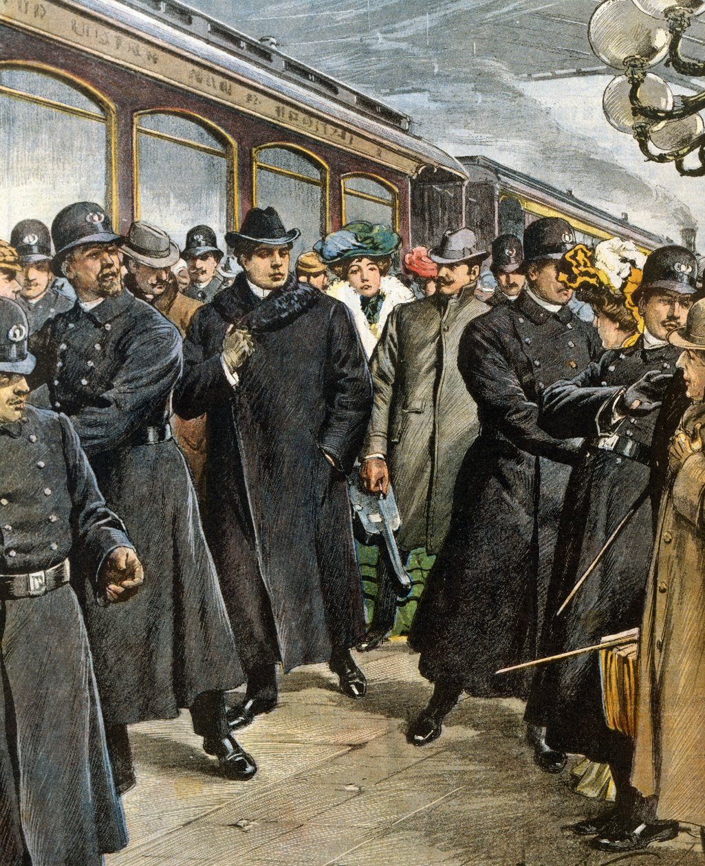 Italialaisen säveltäjän Pietro Mascagnin (1863-1945) saapuminen New Yorkiin tekijältä Achille Beltrame