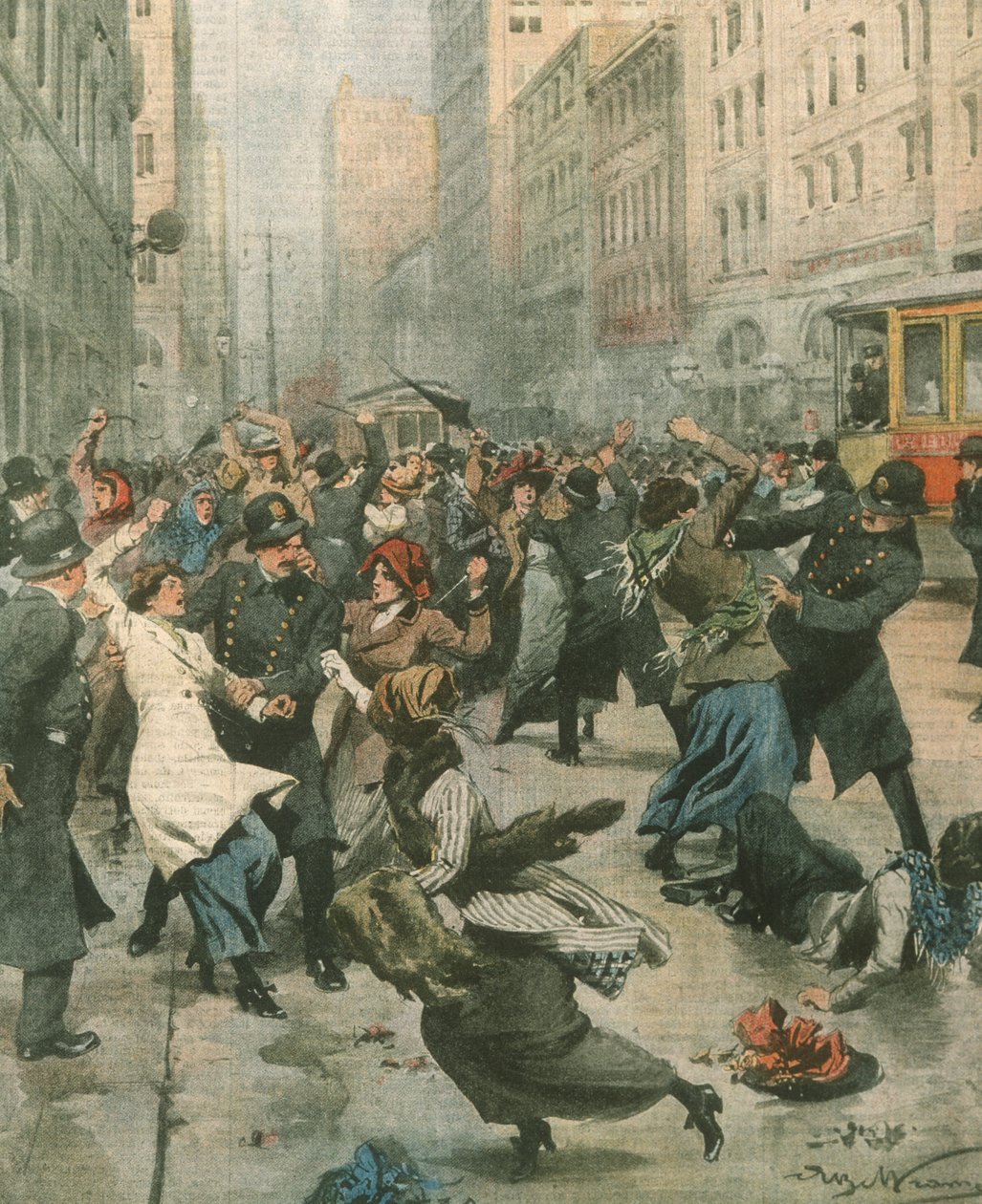Kansikuva naisista, jotka protestoivat työttömyyttä vastaan kadulla; New York, USA tekijältä Achille Beltrame
