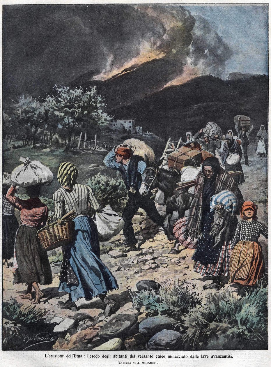 Etnan purkaus vuonna 1910. Kuvitus: Achilles Beltrame. tekijältä Achille Beltrame