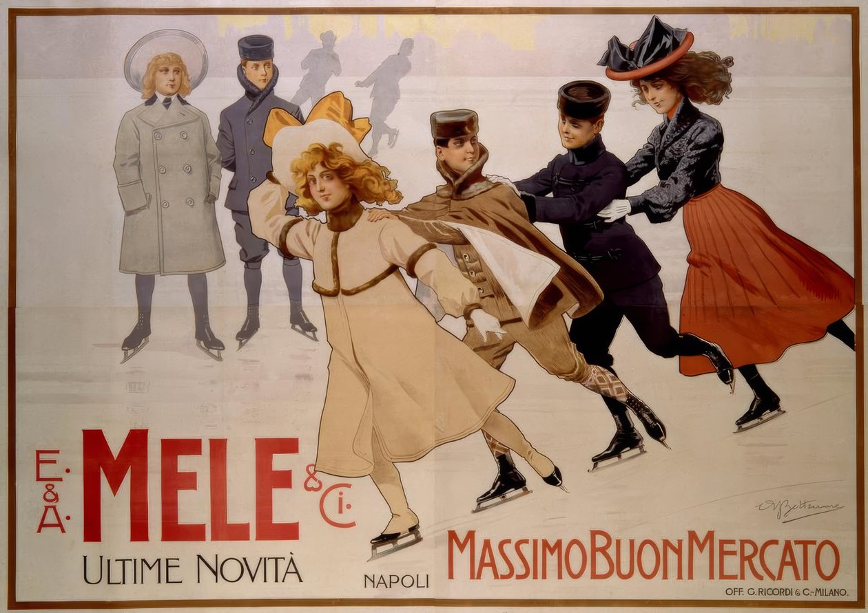 Jugendliche Eisläufer / Plakat 1902 tekijältä Achille Beltrame