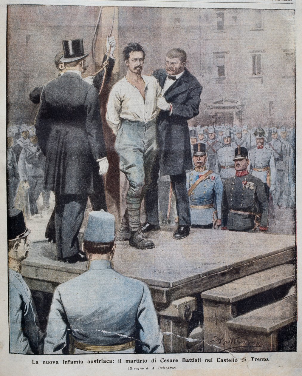 Cesare Battistin marttyyrikuolema (1875-1916) 12. heinäkuuta tekijältä Achille Beltrame
