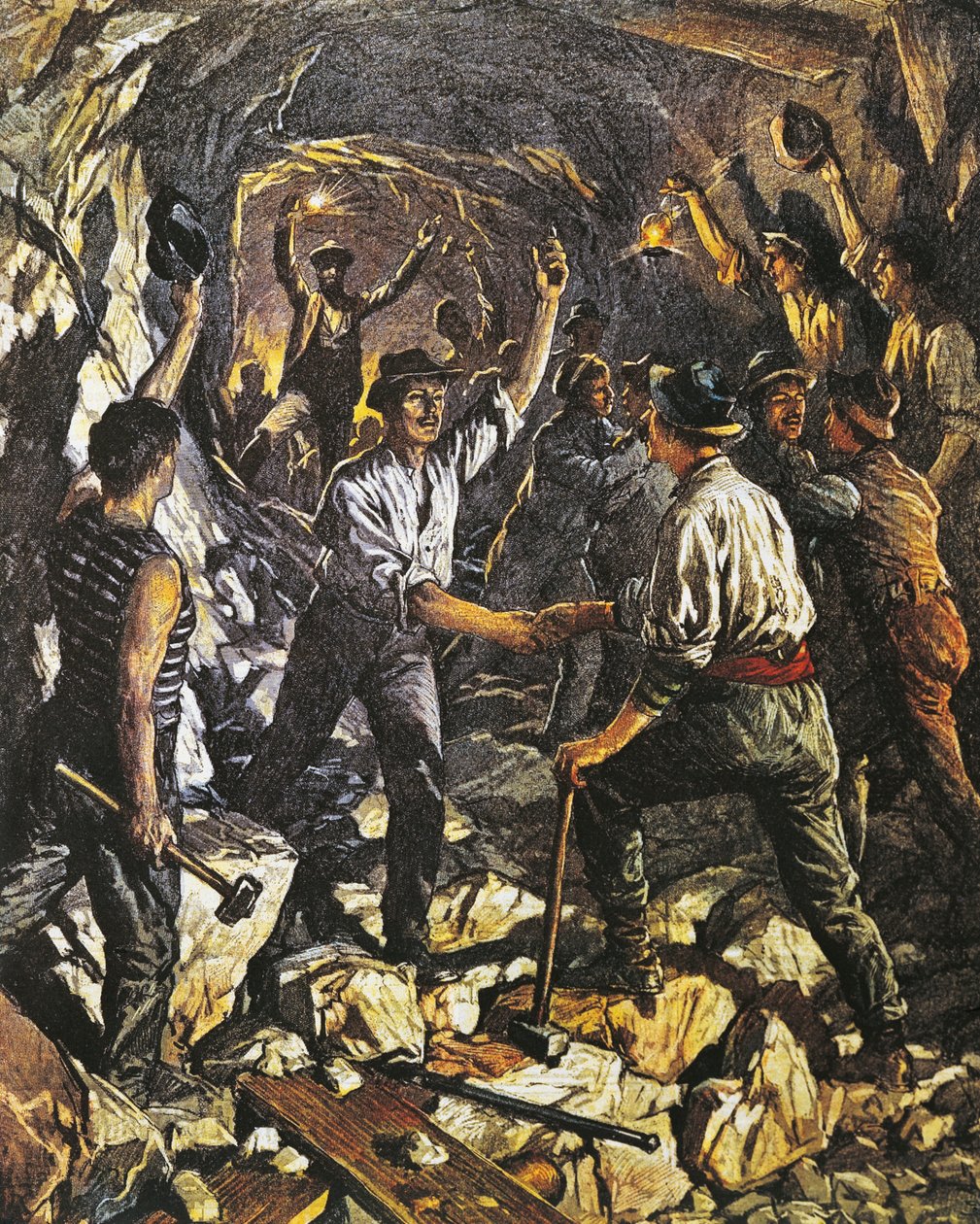 Achille Beltramen (1871-1945), La Domenica del Corrieresta 25. lokakuuta 1903 avasi Simplonin rautatietunnelin ensimmäisen osuuden Aronan ja Meinan välillä tekijältä Achille Beltrame