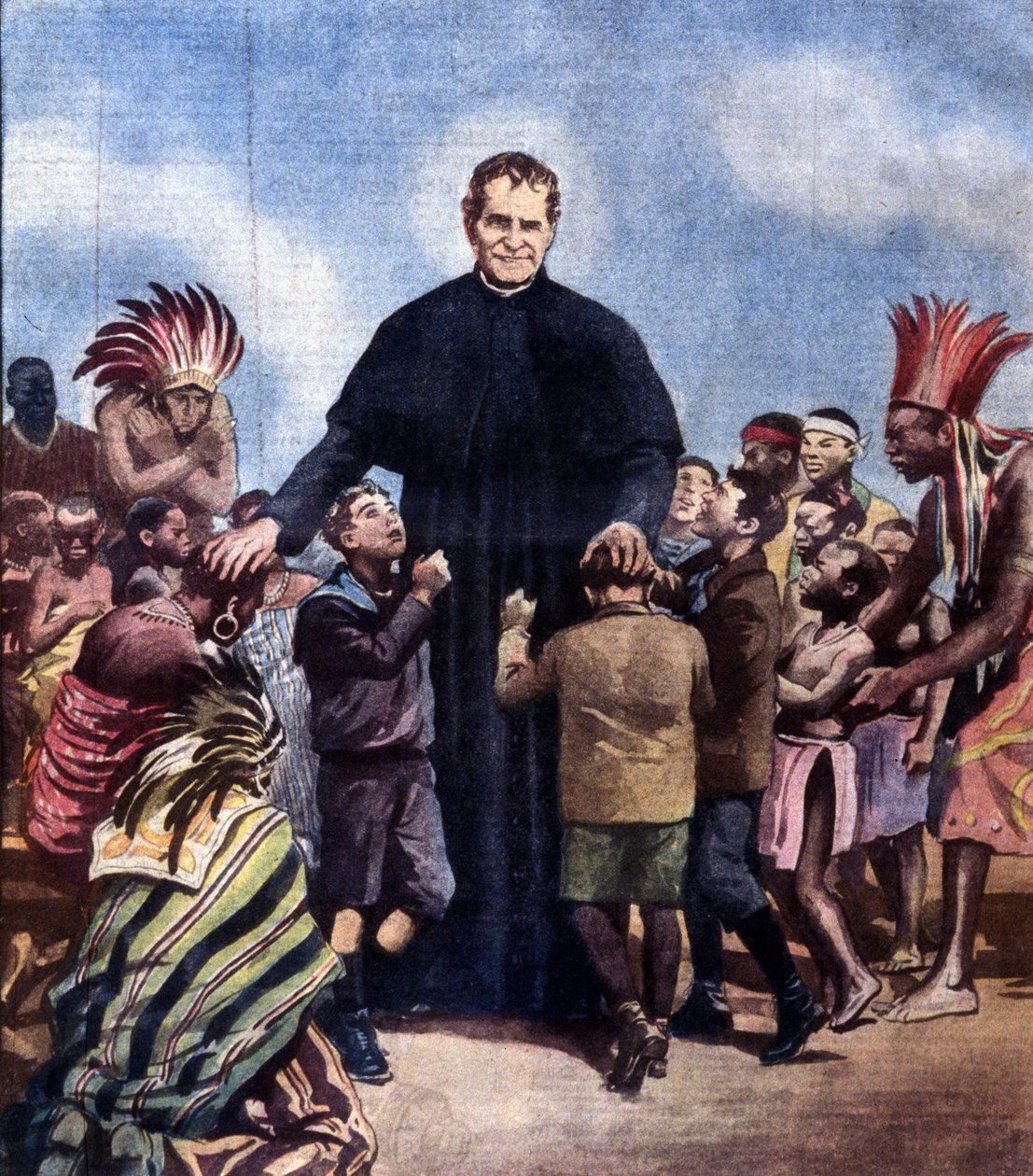 Pyhä John Bosco. Giovanni Bosco, joka tunnetaan myös nimellä Don Bosco Italian pappi (1815-1888). Kuva Achille beltramesta tekijältä Achille Beltrame
