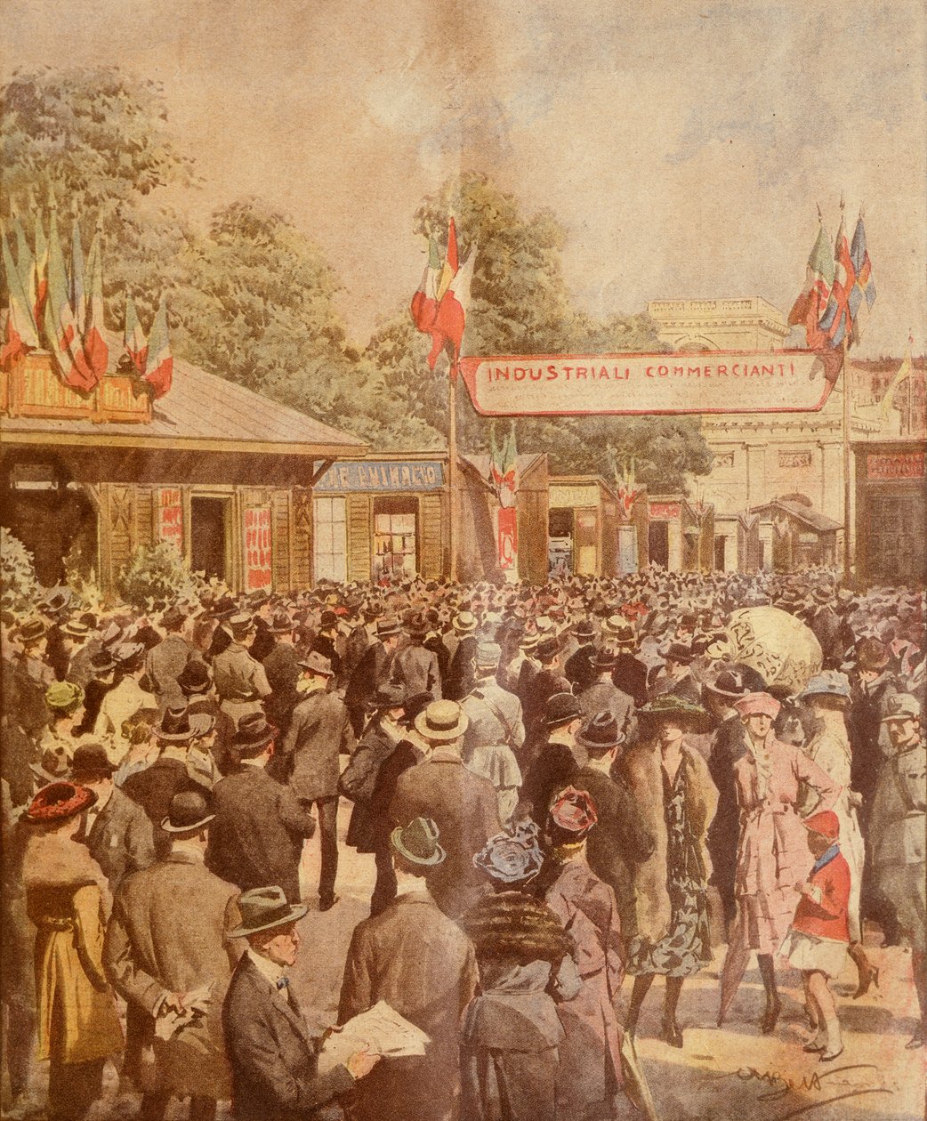 Messut Milanossa, Achille Beltrame, kuvitus, kuvittaja Achille Beltrame (1871-1945), La Domenica del Corriere, 24. huhtikuuta 1921 tekijältä Achille Beltrame