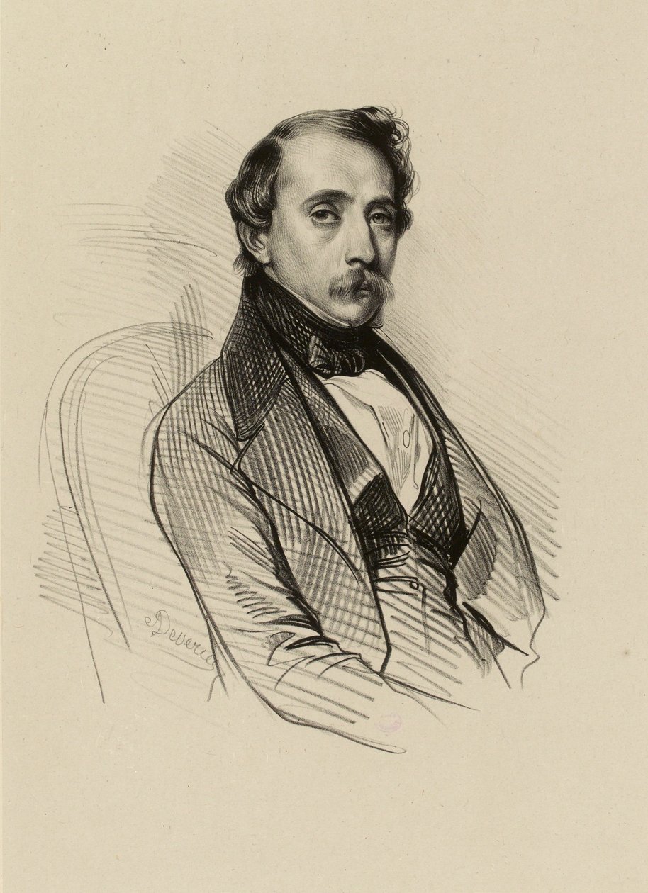 Kuvaus litografista François-Alexandre Davidista.  (IFF 190) tekijältä Achille Devéria