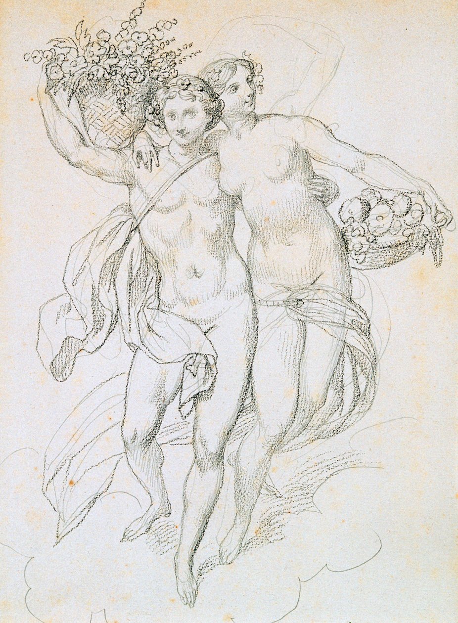Psyche ja Cupid, c1820-1857 tekijältä Achille Devéria
