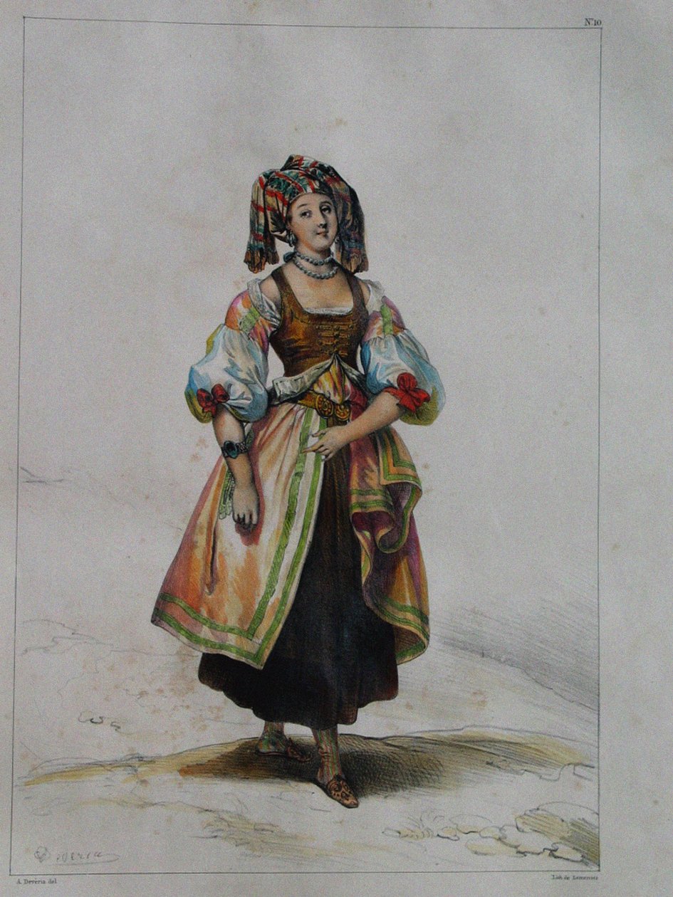 Nainen venäläisessä mekossa, n. 1843 tekijältä Achille Devéria