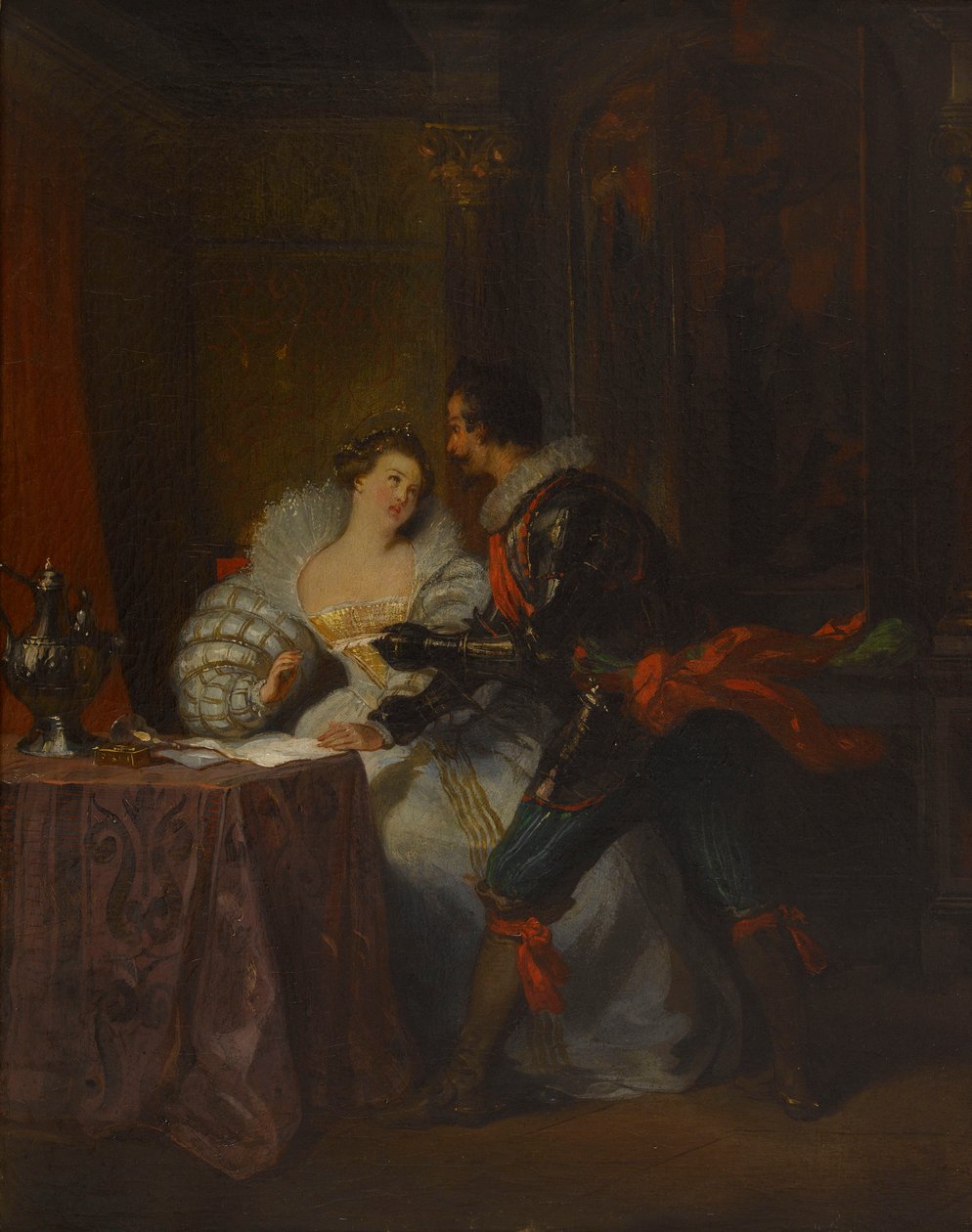 Le Duc et la Duchesse de Guisse. Alexandre Dumasin Henrik III:n ja hänen tuomioistuinten jälkeen, 1829. tekijältä Achille Devéria