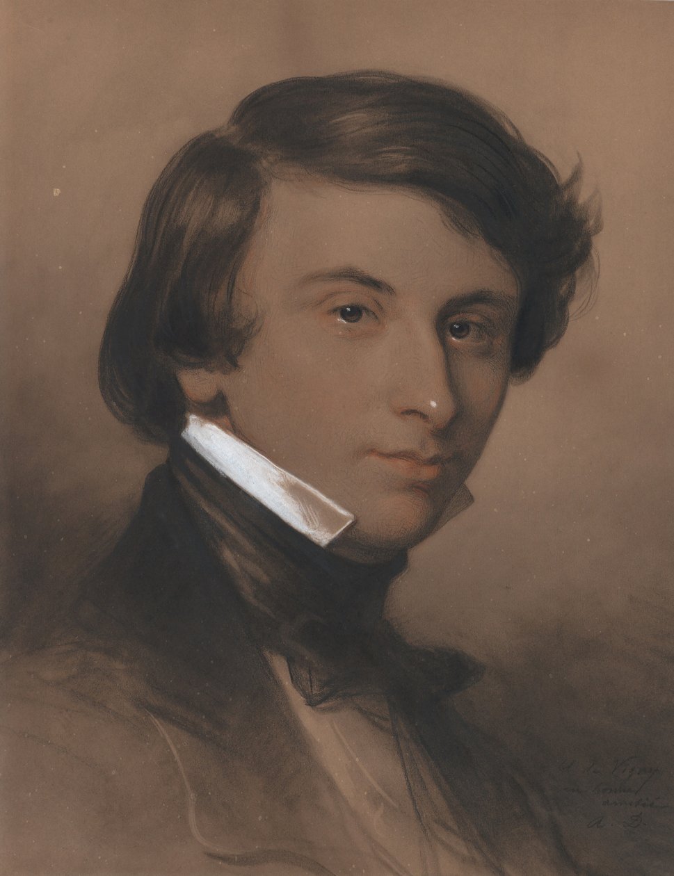 Alfred-Victorin muotokuva, kreivi de Vigny 1797-1863, noin 1825. tekijältä Achille Devéria