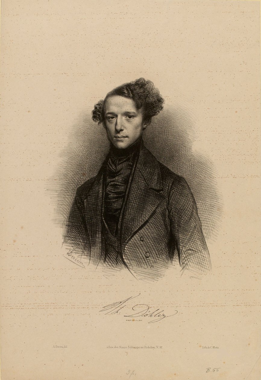 Säveltäjä Theodor Döhlerin muotokuva 1814-1856. tekijältä Achille Devéria