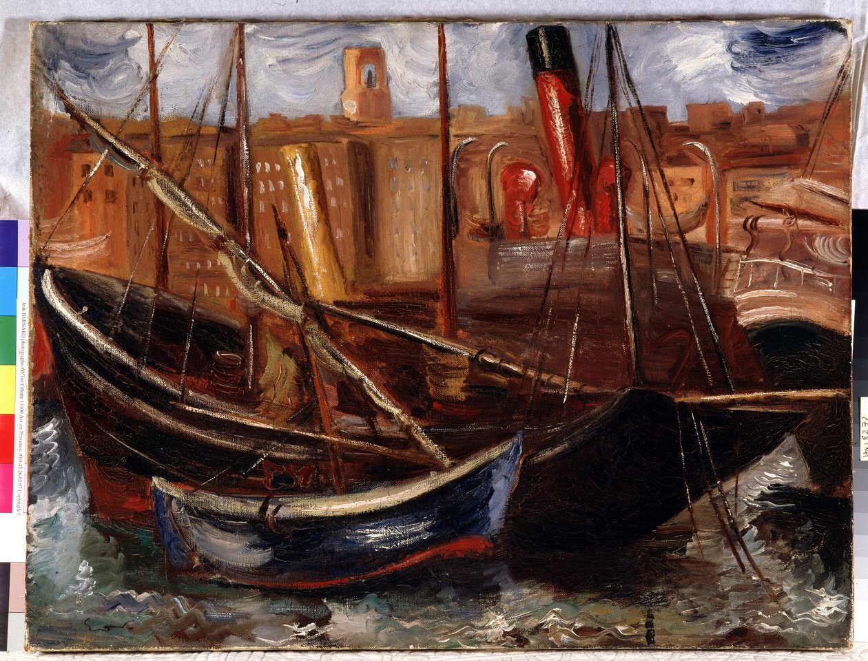 Veneitä ja veneitä Marseillen vanhassa satamassa tekijältä Achille Emile Othon Friesz