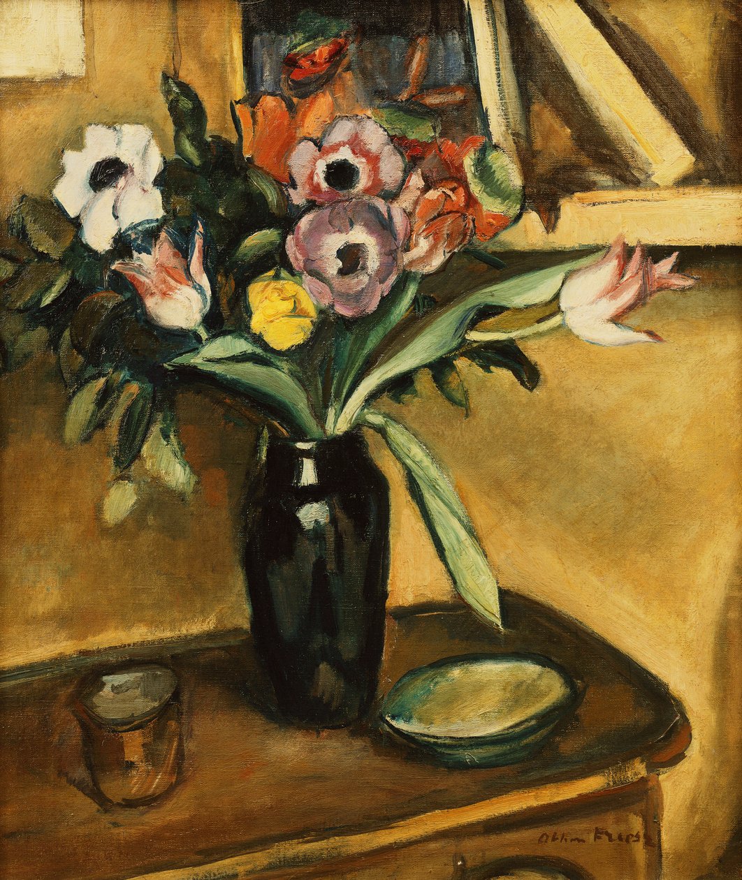 Kukkamaljakko - Anemones ja tulppaanit; Kukkimaljakko - Anemones ja tulppaanit tekijältä Achille Emile Othon Friesz