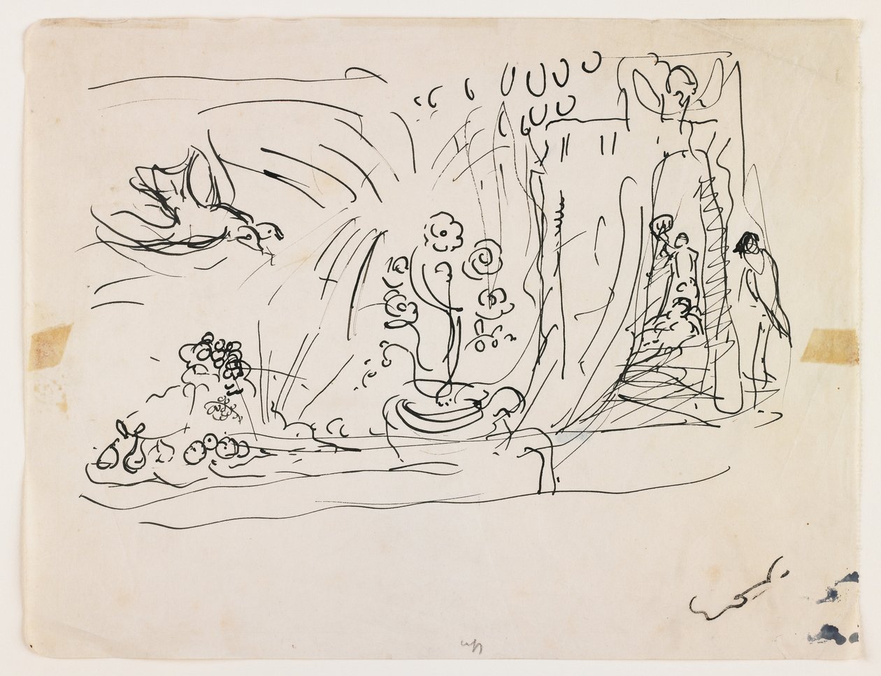 Asetelma kukkien kanssa (kynä ja musta muste) tekijältä Achille Emile Othon Friesz