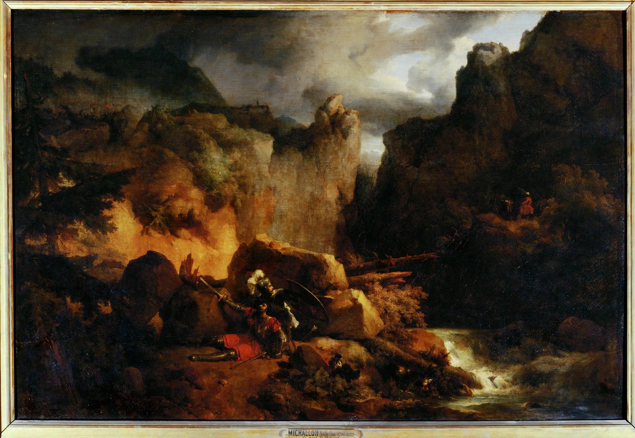 Paysage. Mort de Roland vuonna 778 - Maisema. Rolandin kuolema vuonna 778 ... tekijältä Achille Etna Michallon