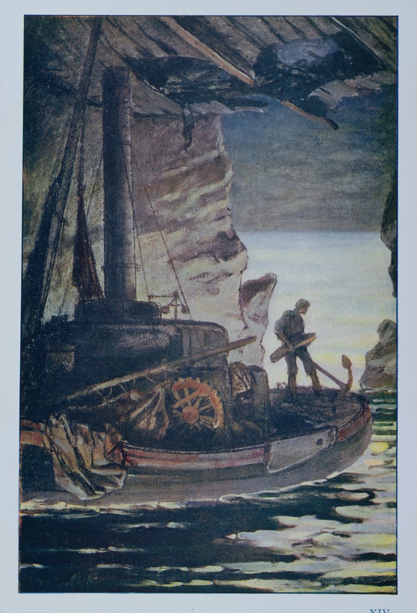 Kuvitus teoksesta Les Travailleurs de la Mer, kirjoittanut Victor Hugo (1802-85) 1923 tekijältä Achille Granchi Taylor