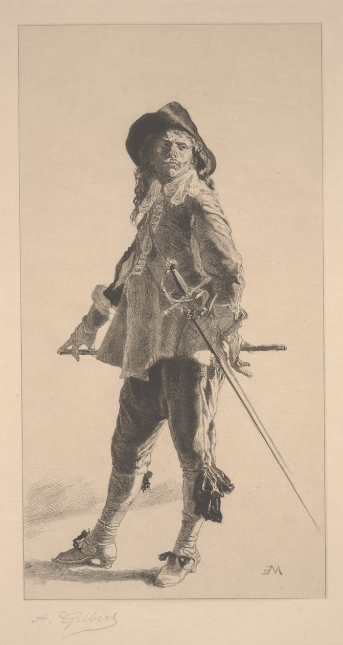 Kaksintaistelija, Jean ?Louis ?Ernest Meissonierin painatus tekijältä Achille Isidore Gilbert