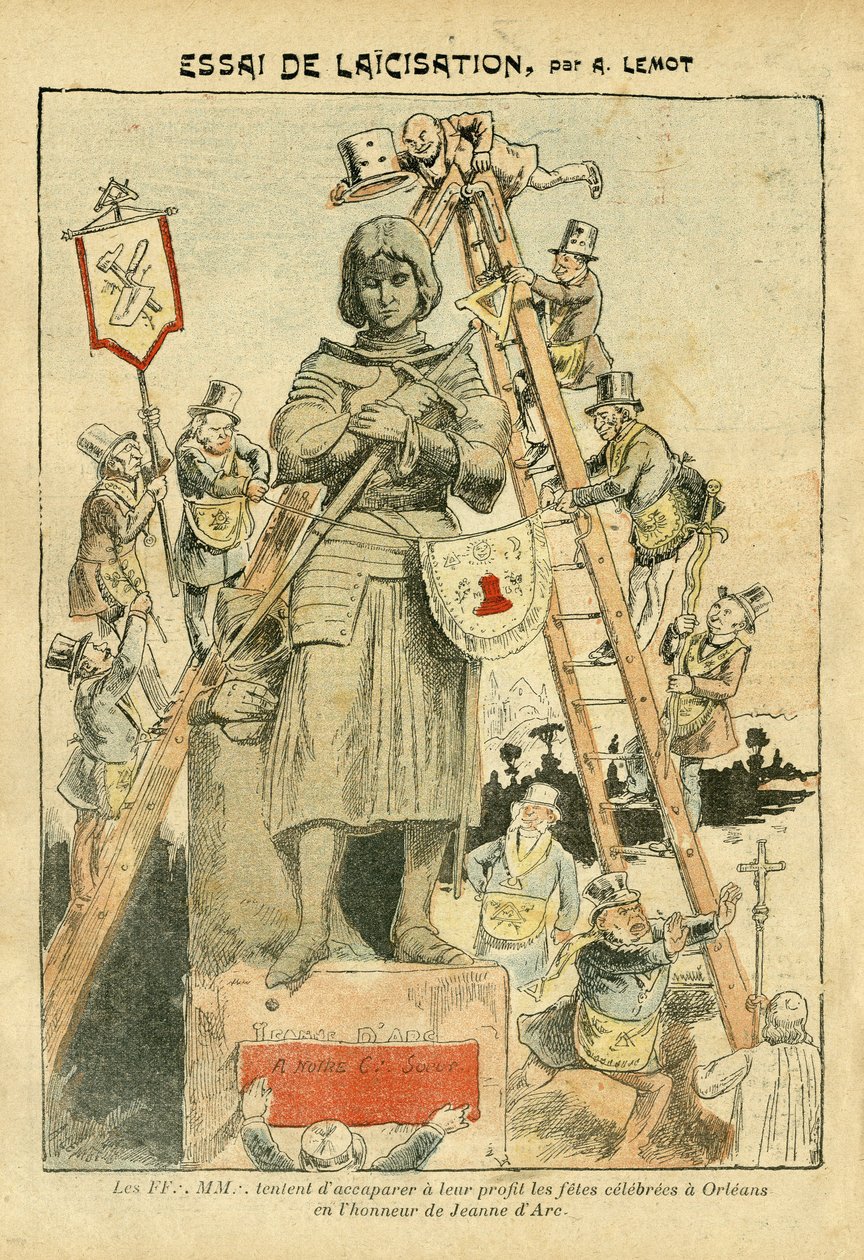 Kuvitus: Achille Lemot (1846-1909) Le Pelerinissä, 5.5.2007 - Essai de laicisation - Antimakonismi, uskonto, katolinen katolilaisuus - Laicisation Laicite Laiques - Jeanne d