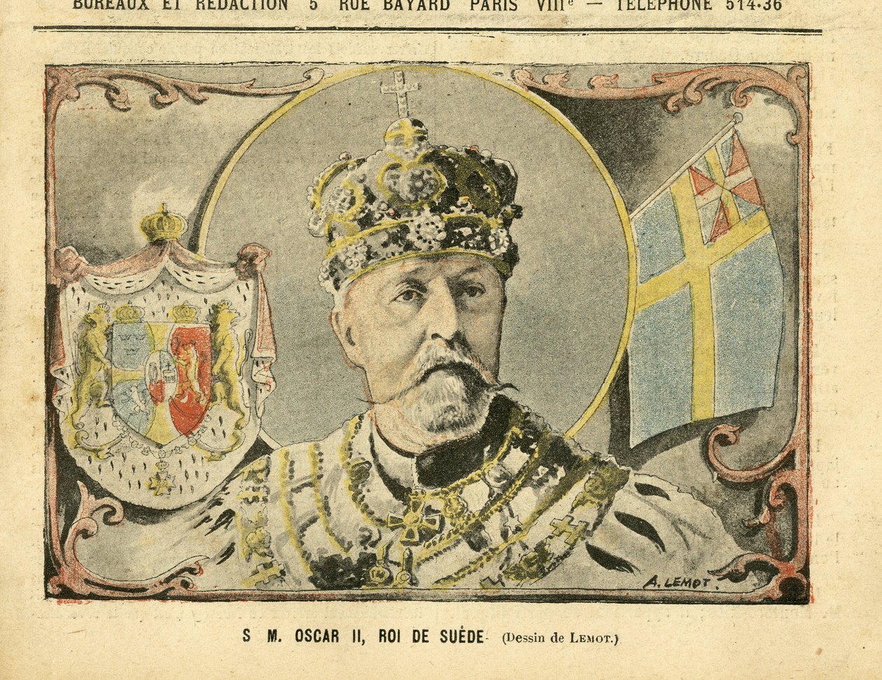 Kuva Achille Lemotista (1846-1909) Le Pelerinissä, 7.2.2005 - Hänen Majesteettinsa Oscar II, Ruotsin kuningas - Monarkia, Ruotsi - Oscar II tekijältä Achille Lemot