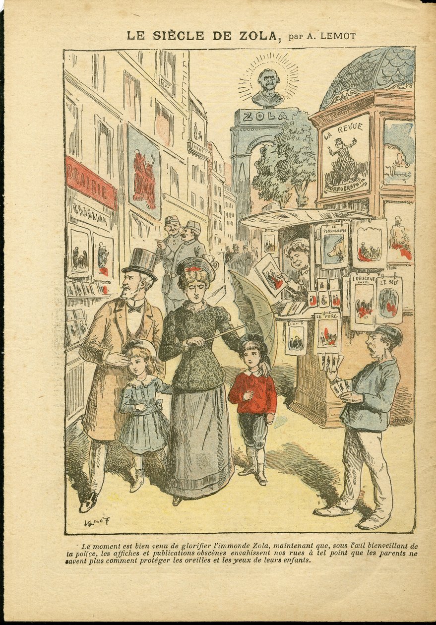 Kuva Achille Lemotista (1846-1909) Le Pelerinissä, 3.5.2008 - Zolan vuosisata - Uskonto, Perhe, Pornografia, Sanomalehtikioski, Katolinen katolilaisuus, Rue alley - Zola Emile tekijältä Achille Lemot