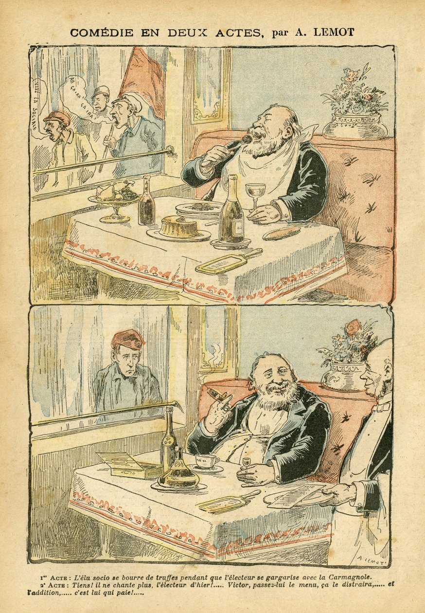 Kuva Achille Lemotista (1846-1909) Le Pelerinissä, 22.5.2004 - Komedia kahdessa näytöksessä - Ravintolakahvilat, Gastronominen ruoanlaitto, Sosialismi - Boys de cafe, Tryffeli - Lihava/laiha tekijältä Achille Lemot