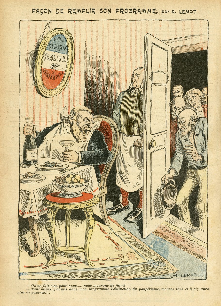 Kuva Achille Lemotista (1846-1909) Le Pelerinissä, 23.7.2005 - Ohjelmansa toteuttaminen - Sosiaalinen, Misere, Gastronominen kokki, Sosialismi - Jaures Jean, Depute, Homemans - Ruokametafori, Oppositio/Assosiaatio tekijältä Achille Lemot