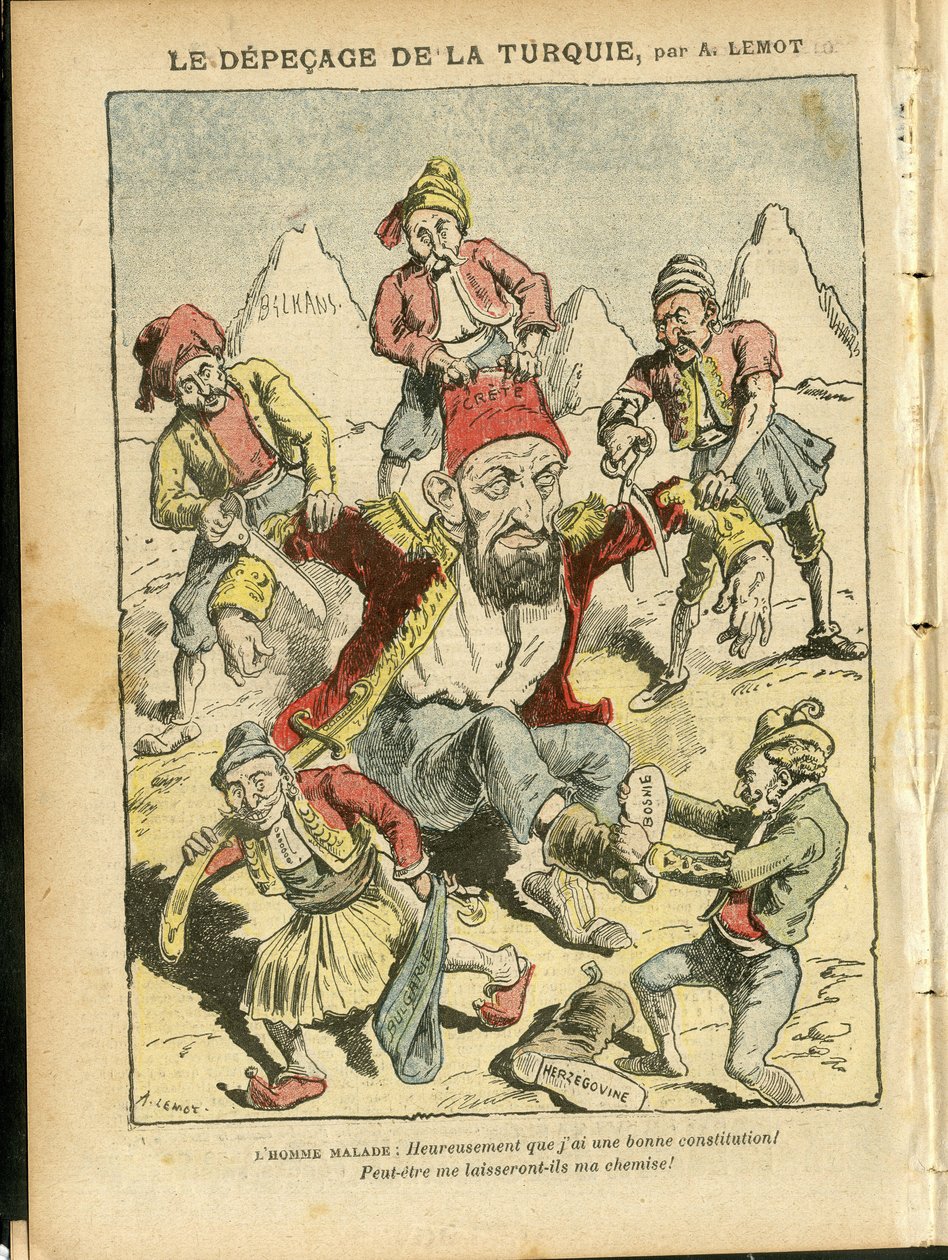 Kuva Achille Lemotista (1846-1909) Le Pelerinissä, 25.10.08 - Turkin tuhoutuminen - Turkki, uskonto, Balkan, Bulgaria, Bosnia ja Hertsegovina, Kreeta, katolinen katolilaisuus - Abdul-Hamid II (1842-1918) tekijältä Achille Lemot