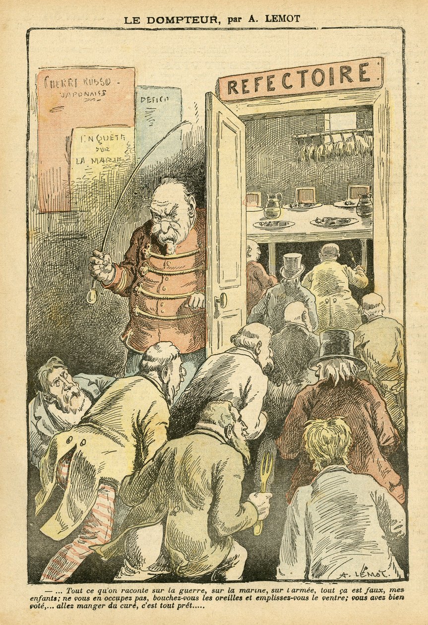 Kuva Achille Lemotista (1846-1909) Le Pelerinissä, 27.03.04 - Kesyttäjä - Ravintolakahvilat, Gastronominen kokki - Combes Emile (1835-1921), Tamer - Ruokametafori tekijältä Achille Lemot