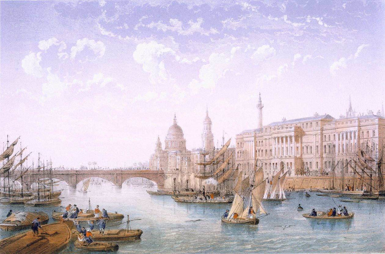 Custom House ja London Bridge, 1862. tekijältä Achille Louis Martinet