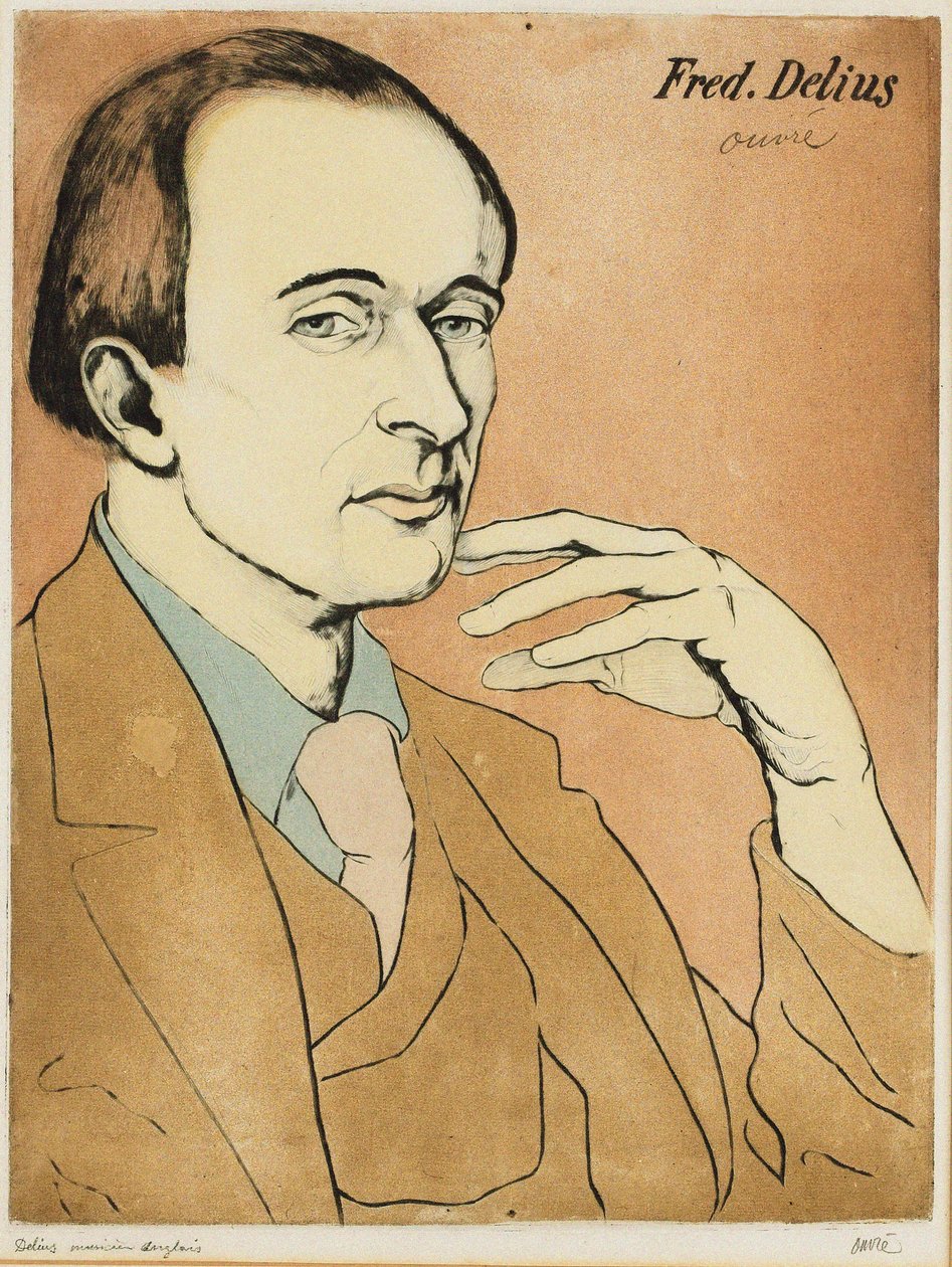 Säveltäjä Frederick Deliusin muotokuva 1862-1934. tekijältä Achille Ouvré