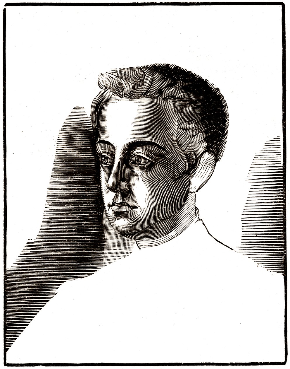 Muotokuva Gustave Flaubertista, nuorukainen, noin 1835. 1922 (etsaus) tekijältä Achille Ouvré