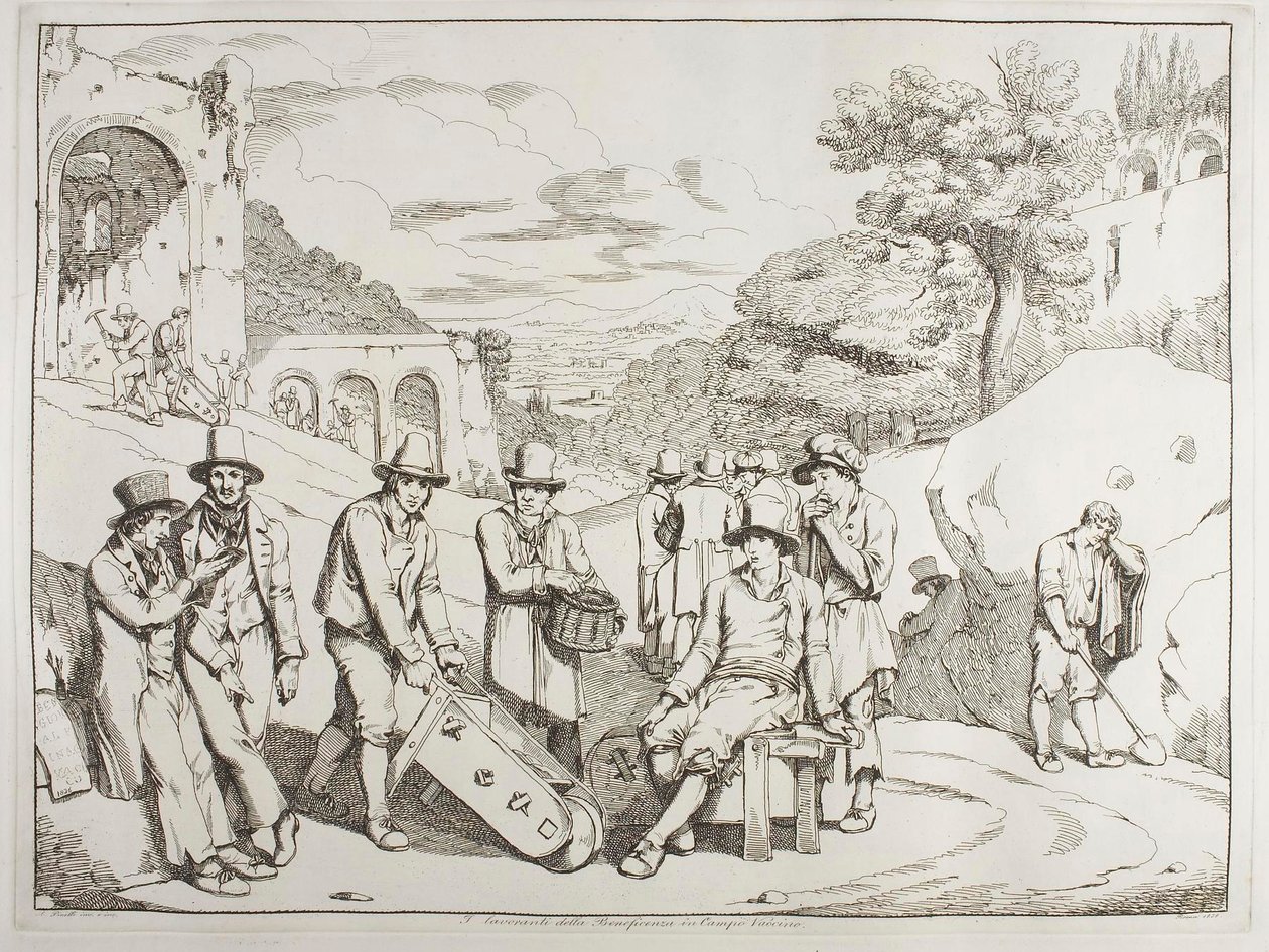 Hyväntekeväisyystyöntekijöitä Campo Vaccinolla tekijältä Achille Pinelli