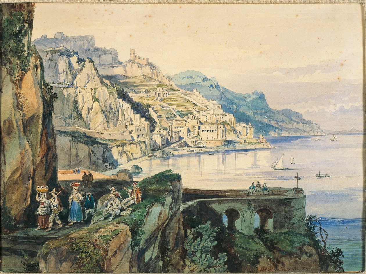 Italia, Amalfi (akvarelli paperille) tekijältä Achille Vianelli