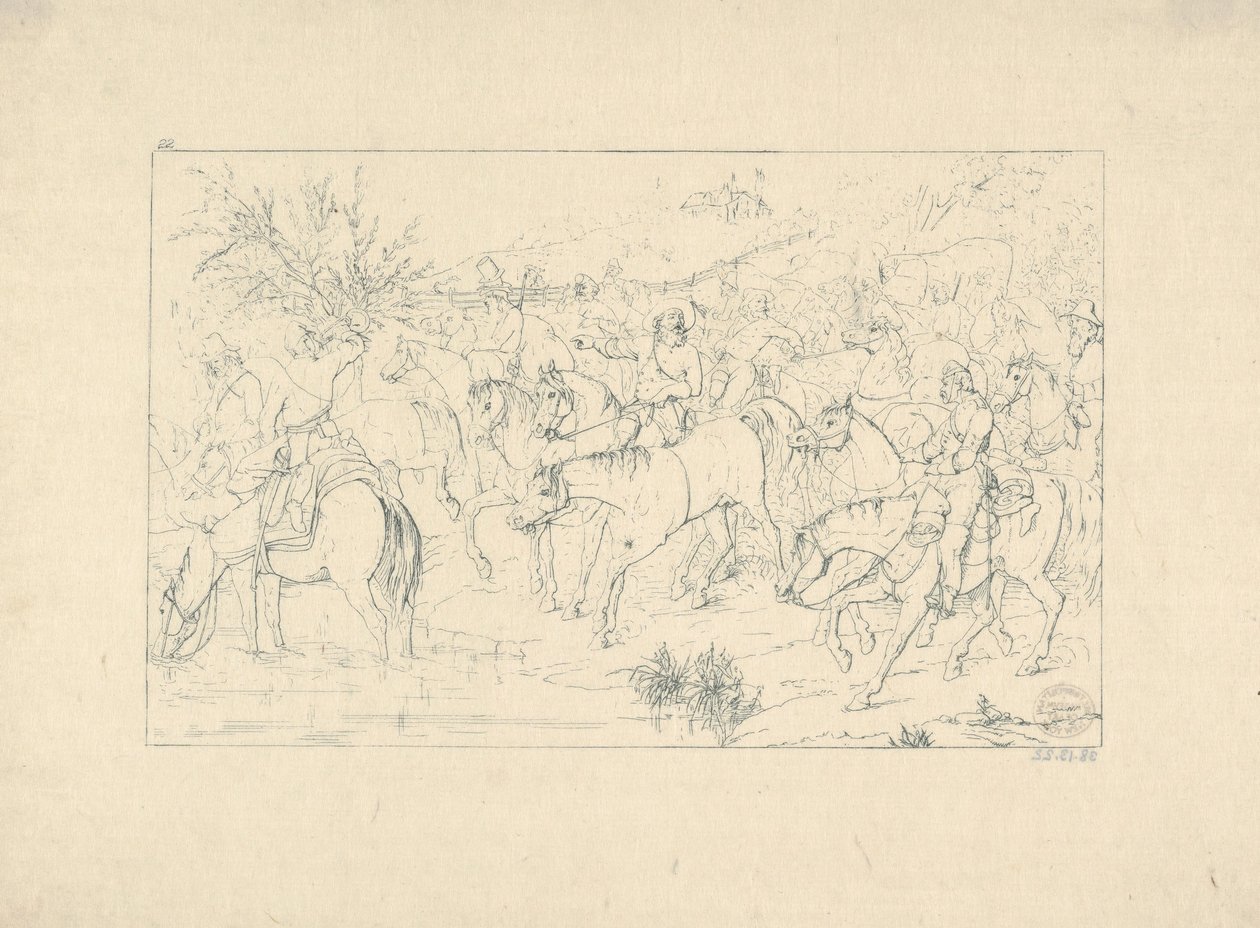 El retorn del general Stuart de Pennsilvània dels gravats de la guerra confederada, 1861-63. finlandès tekijältä Adalbert John Volck