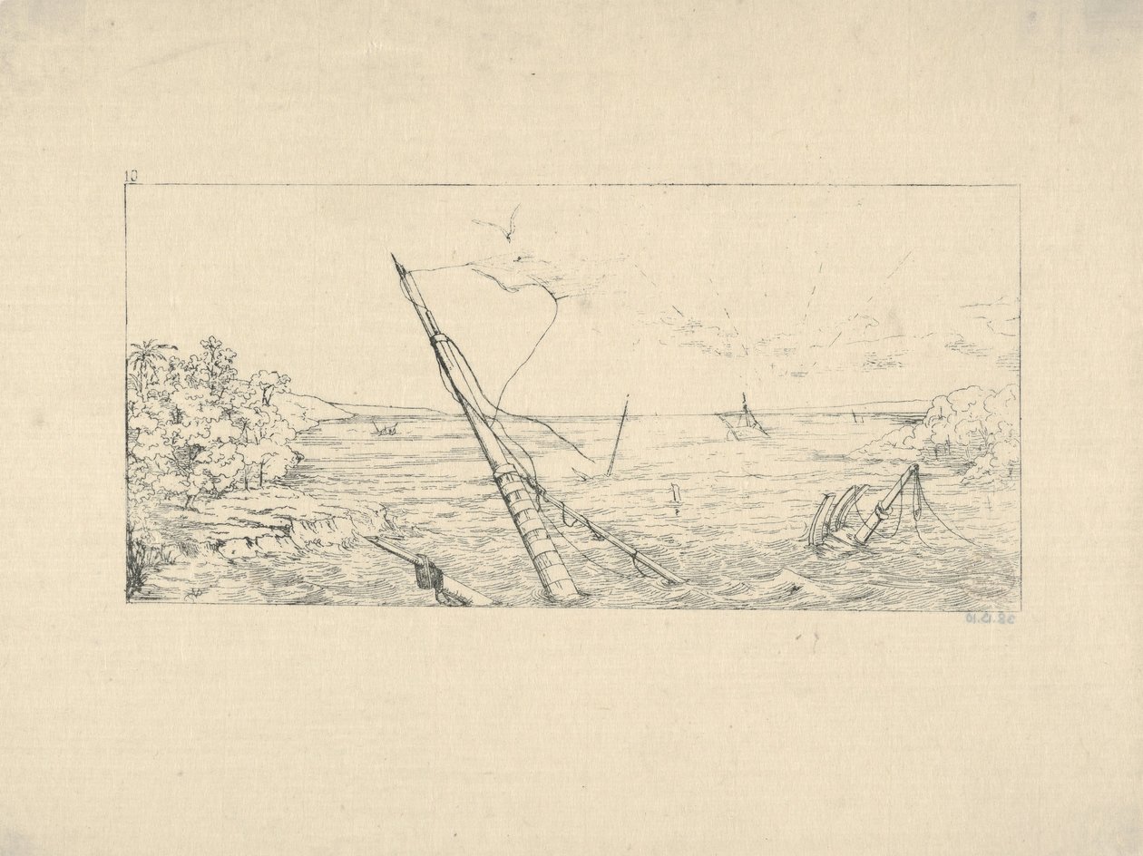 Kivisulku Charlestonin edustalla Etelä-Carolinassa Confederate War Etchingsistä, 1861-63. tekijältä Adalbert John Volck