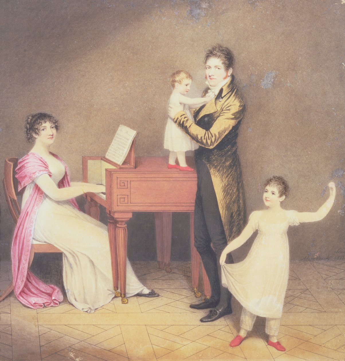 Charles Moran ja hänen vaimonsa Jane Bodin yhdessä Janen ja Williamin kanssa, 1812 tekijältä Adam Buck