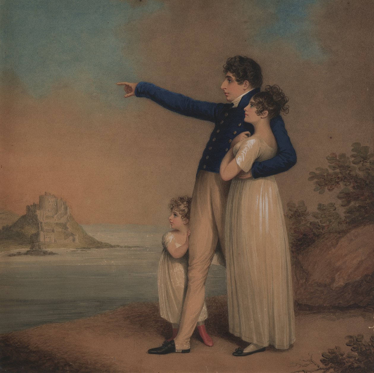 Robert Southey ja hänen tyttärensä, 1824 tekijältä Adam Buck