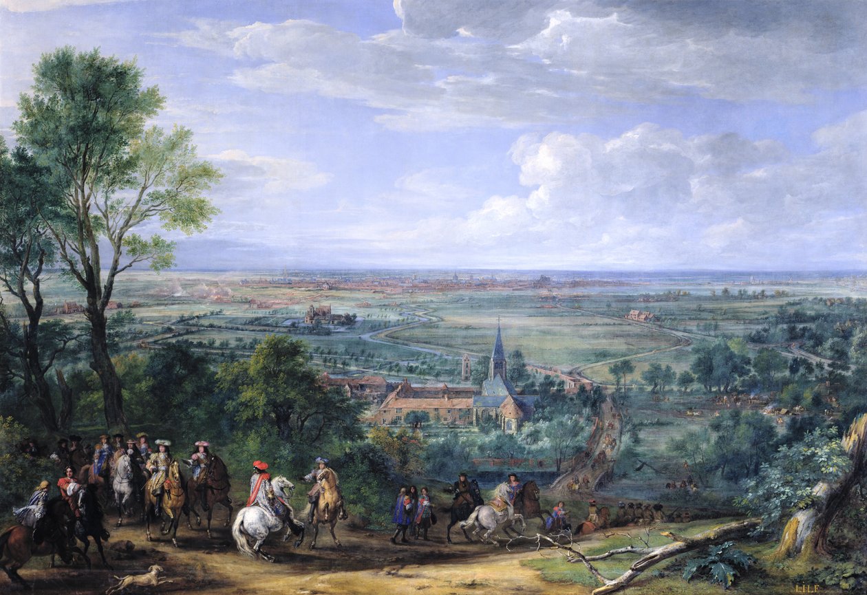 Ludvig XIV (1638-1715) Lillen piirityksessä vastapäätä Fives Priorya, elokuu 1667, noin 1685 tekijältä Adam Frans van der Meulen