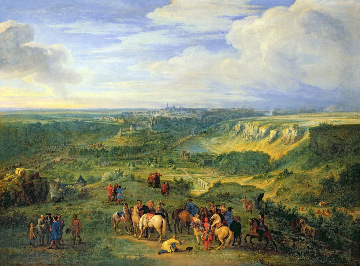 Näkymä Luxemburgin kaupunkiin Mansfeldin kylpylän läheltä, 1684 tekijältä Adam Frans van der Meulen