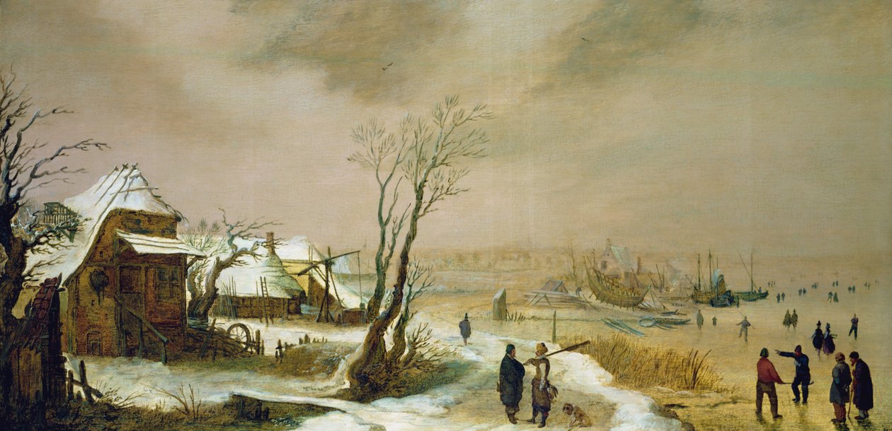 Talvimaisema, n. 1611-46 (maalaus) tekijältä Adam van Breen