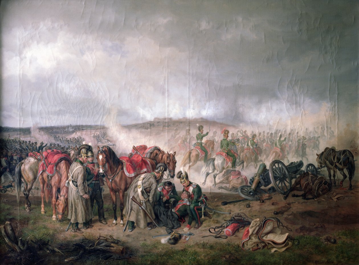Kreivi Seinsheimin kuolema Borodinon taistelussa 1812, 1862 tekijältä Adam Albrecht