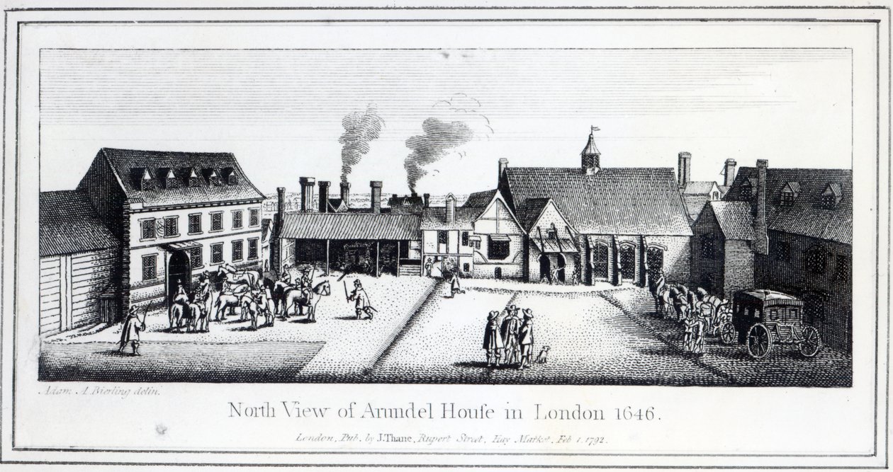 North View Arundel Housesta Lontoossa, Wenceslaus Hollarin kaivertama vuonna 1646 ja julkaistu vuonna 1792 tekijältä Adam Alexius Bierling