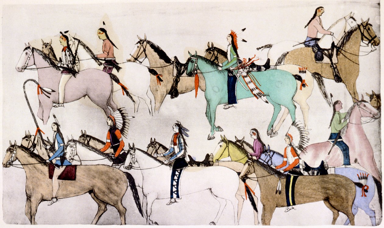 Sioux-soturit "Custerin viimeisellä paikalla", 1876, 1900 tekijältä Adam Bad Heart Buffalo