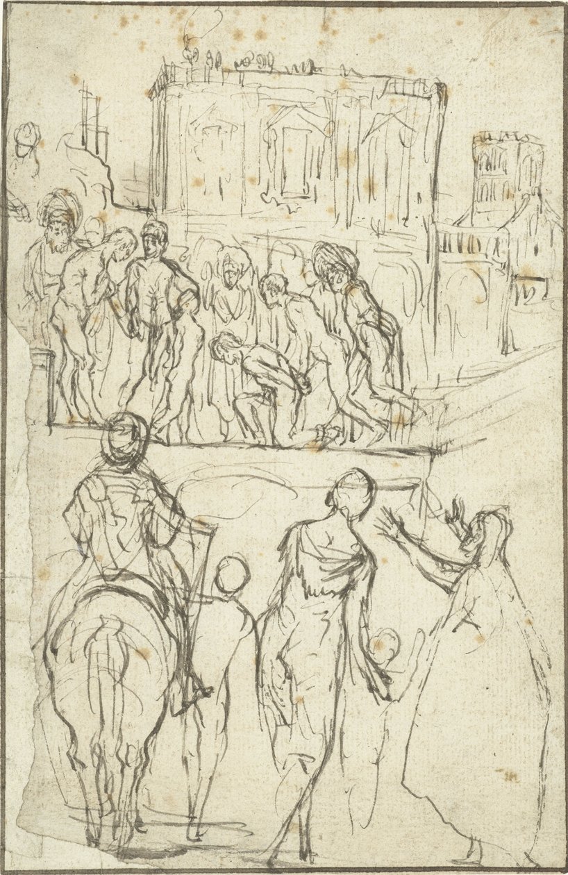 Saksa: Josephus wird von Nicanor vor Kaiser Vespasianus geführt Josephusta johtaa Nicanor ennen keisari Vespasianusta. tekijältä Adam Elsheimer