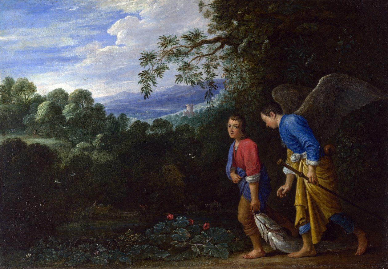 Tobias ja arkkienkeli Rafael, n. 1650 tekijältä Adam Elsheimer