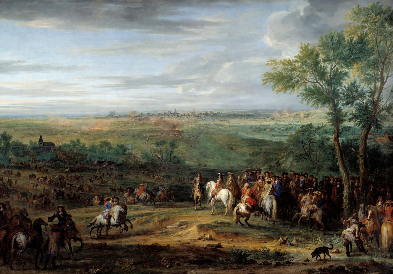 Saapuminen Lous XIV:stä Maestrichtin (nykyinen Maastrichtin kaupunki) edessä olevalle leirille kesäkuussa 1673. Adam Francois Van Der Meulenin (1632-1690) maalaus tekijältä Adam Frans van der Meulen